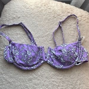 Purple flowered swim top.